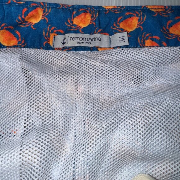 Retromarine NYC Mens Luxury Swim Trunks Shorts Size 34 Novelty Crabs Pockets - Picture 14 of 15